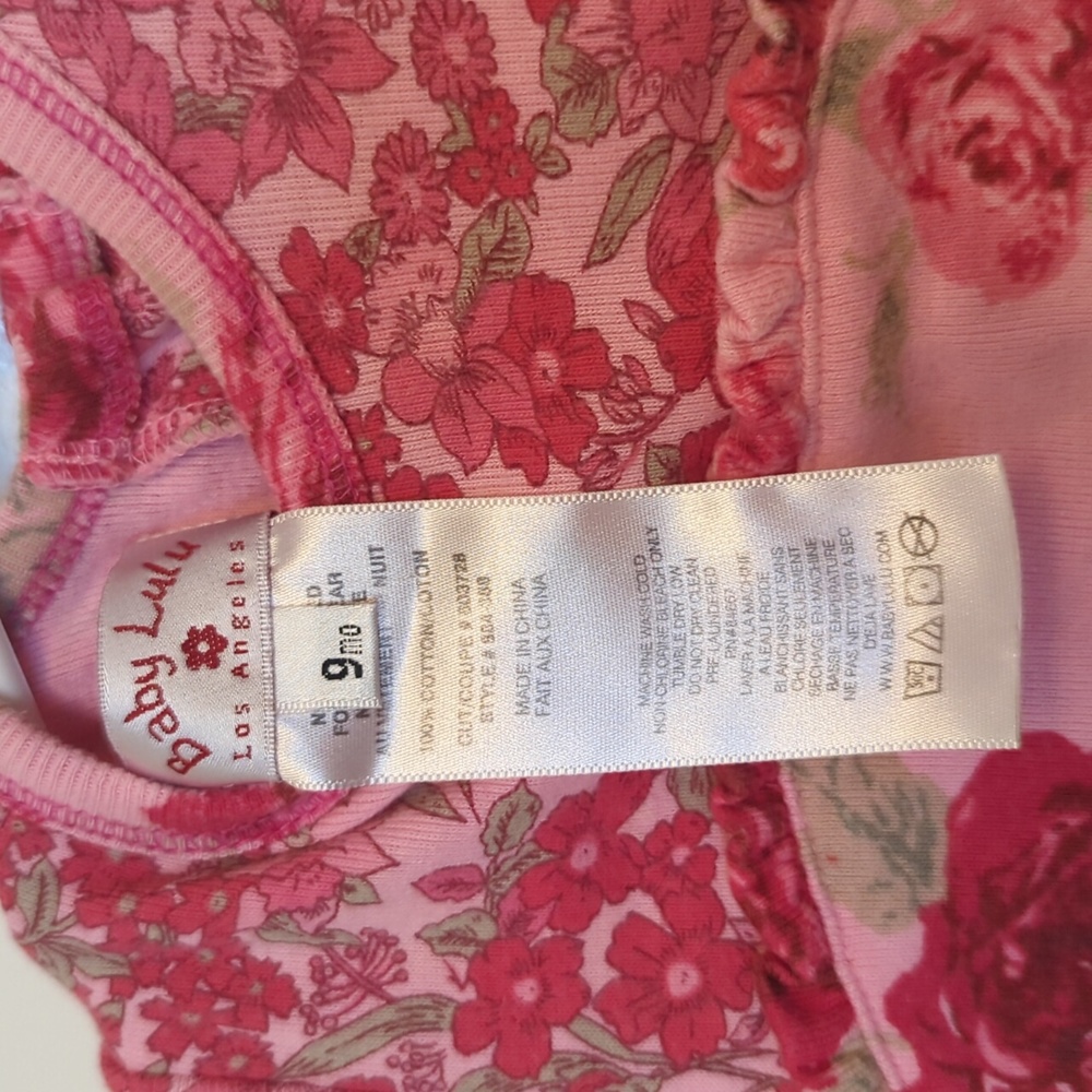 Baby Lulu adorable pink rose onesie xlnt condition Sz. 9 mo - Picture 2 of 6